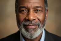 black older dad with beard close up face headshot