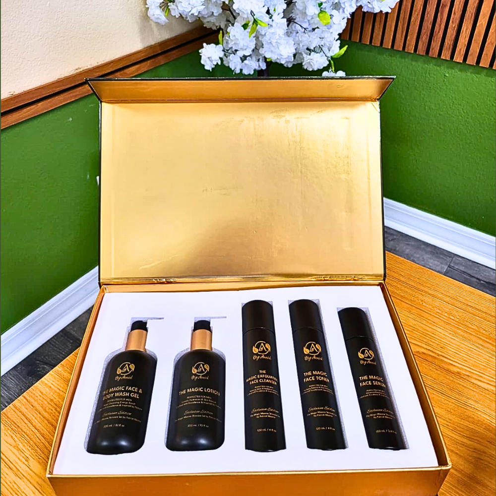 OrgAnnick™ The Magic Mboma Skincare Set – Men’s 5-Step Face & Body Care Collection | Exclusive Patrick Mboma Men Edition