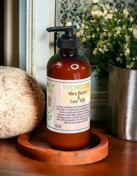 OrgAnnick Men's Hydrating Lotion with Shea butter & Goat Milk, Paraben free, Sulfate free - 12 oz