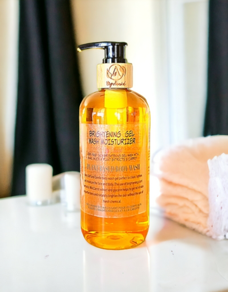 OrgAnnick Brightening Body Wash Gel. Plant-Based Carrot & Papaya, Paraben free, Sulfate free, Chemical free, 12 oz