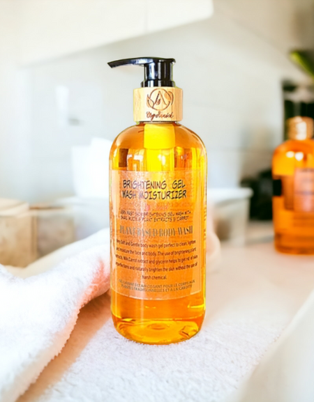 OrgAnnick Brightening Body Wash Gel. Plant-Based Carrot & Papaya, Paraben free, Sulfate free, Chemical free, 12 oz