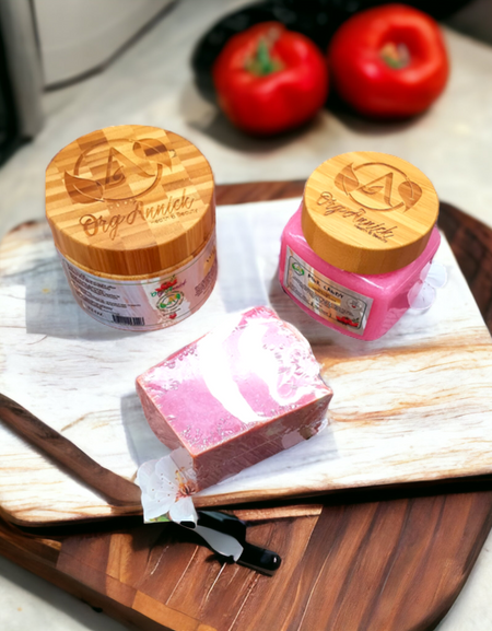 Pink Candy, Tomato, Rice & Milk, Body & Facial Skincare Set