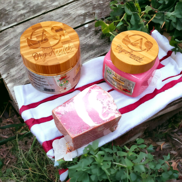 Pink Candy, Tomato, Rice & Milk, Body & Facial Skincare Set