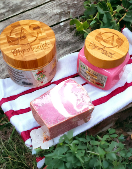 Pink Candy, Tomato, Rice & Milk, Body & Facial Skincare Set