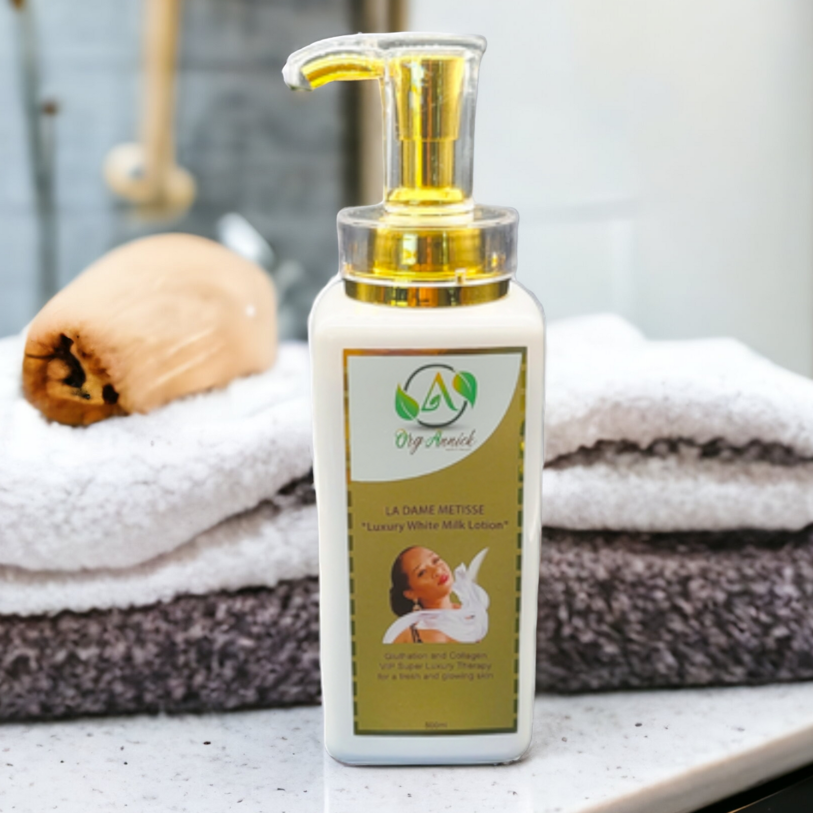 La Dame Gold Collagen & Glutathione Brightening Body Milk Lotion – 16oz | Daily Body Moisturizer with Vitamin E for Smooth, Soft-Feeling Skin | Lightweight Hydration for All Skin Types