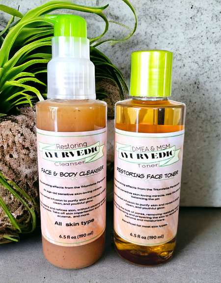 Ayurvedic Face Clean, DMEA & MSM Cleanser & Toner Bundle