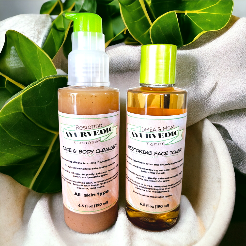 Ayurvedic Face Clean, DMEA & MSM Cleanser & Toner Bundle