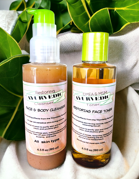 Ayurvedic Face Clean, DMEA & MSM Cleanser & Toner Bundle