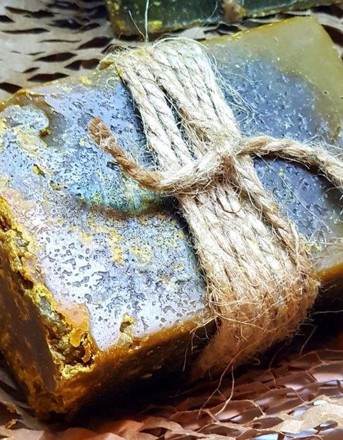 Load image into Gallery viewer, Ayurvedic Black Soap Bar - OrgAnnick&#39;s Red Palm Oil &amp; Coffee Grounds Blend for Acne Prone Skin and Hyperpigmentation. Restoring, Nourishing &amp; Revitalizing Traditional Soap for Renewal Skin Cells and Uneven Skin Tone – 8 oz
