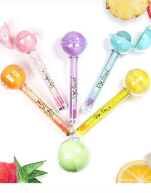 Load image into Gallery viewer, Fruit Flavor Lollipop – 2-en-1 Magic Color Changing Lip Balm &amp; Gloss/ Lip Oil
