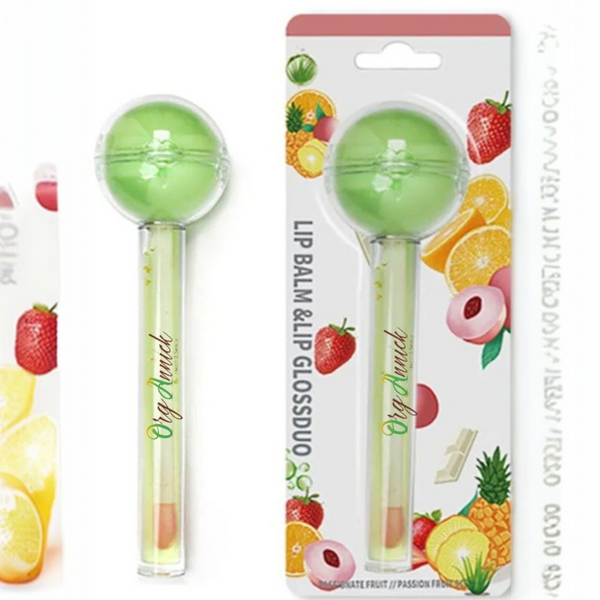 OrgAnnick™ Fruit Flavor Lollipop – 2-en-1 Magic Color Changing Lip Balm & Gloss/ Lip Moisturizer