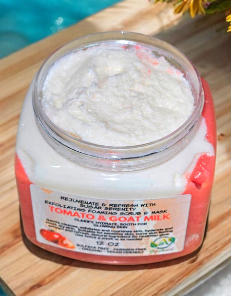 OrgAnnick Tomato & Milk Sugar Scrub & Face Mask - Natural Exfoliator for Glowing Skin. Gentle, Non-Comedogenic Exfoliant for Sensitive Skin. - 12 oz