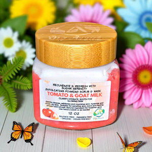 OrgAnnick Tomato & Milk Sugar Scrub & Face Mask - Natural Exfoliator for Glowing Skin. Gentle, Non-Comedogenic Exfoliant for Sensitive Skin. - 12 oz