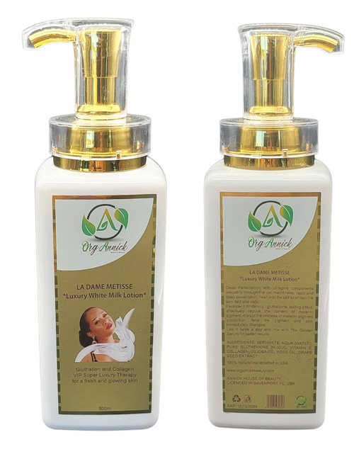 Load image into Gallery viewer, La Dame Gold Collagen &amp; Glutathione Brightening Body Milk Lotion – 16oz | Daily Body Moisturizer with Vitamin E for Smooth, Soft-Feeling Skin | Lightweight Hydration for All Skin Types
